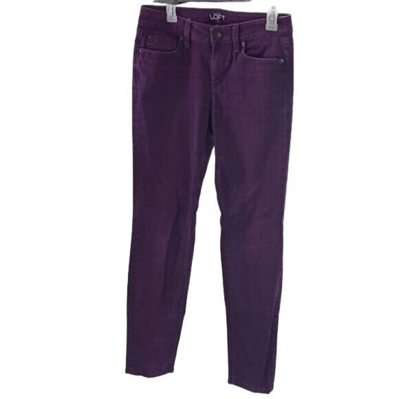 Loft Jeans Purple Denim Ann Taylor Modern Skinny Stretch Womens Low Rise Size 6 - Picture 1 of 7